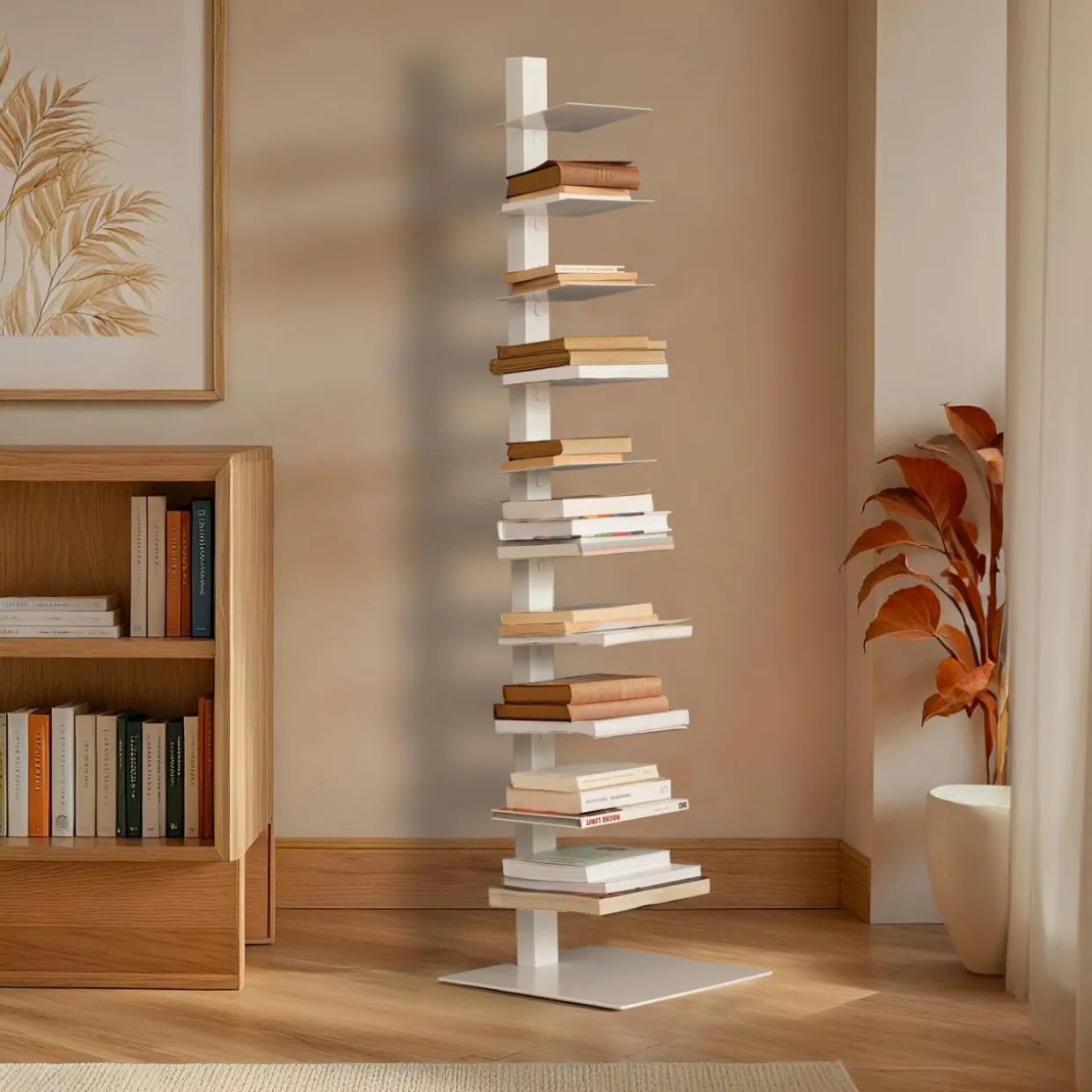 Etagère de rangement 10 niveaux (H150 cm) Bibliothèque Book Blanc