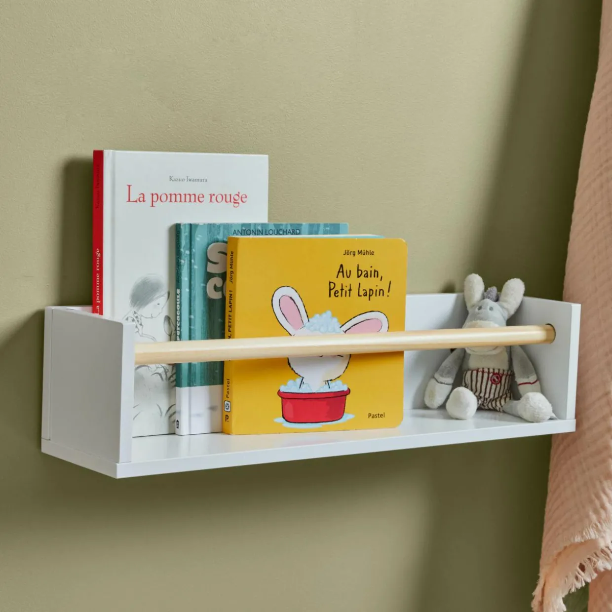 Etagère murale enfant bois 1 niveau (H12 cm) Zoa Blanche
