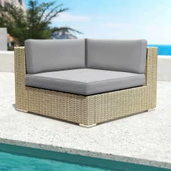 Fauteuil d'angle de jardin en résine tressée Palma Gris et anthracite