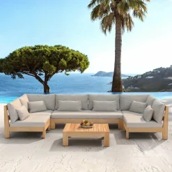 Fauteuil d'angle de jardin bois d'acacia Bornéo Sable