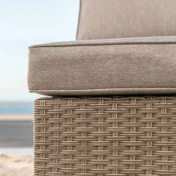 Fauteuil d'angle de jardin en résine tressée Palma Gris et taupe