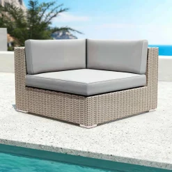 Fauteuil d'angle de jardin en résine tressée Palma Gris