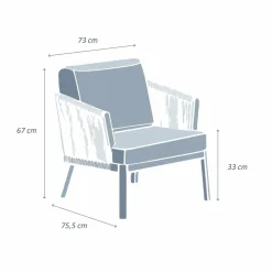 Fauteuil de jardin détente en aluminium Amalfi Gris anthracite et gris clair