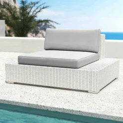 Fauteuil de jardin en résine tressée Palma Blanc et gris