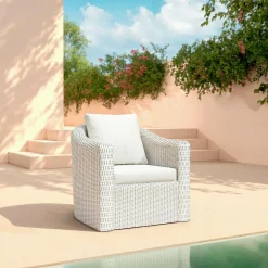 Fauteuil de jardin en résine tressée Calvi Blanc