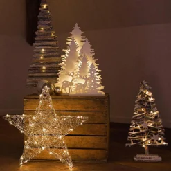 Foret illuminée à piles 20 LED (H36 cm) Nordique blanc chaud