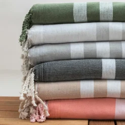Fouta coton recyclé doublé éponge (100 x 200 cm) Coralia Corail