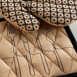 Gant et manique coton recyclé Cuisiline Beige