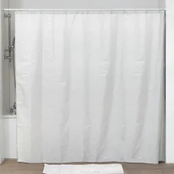 Grand rideau de douche à anneaux (240 x 200 cm) Uni Blanc