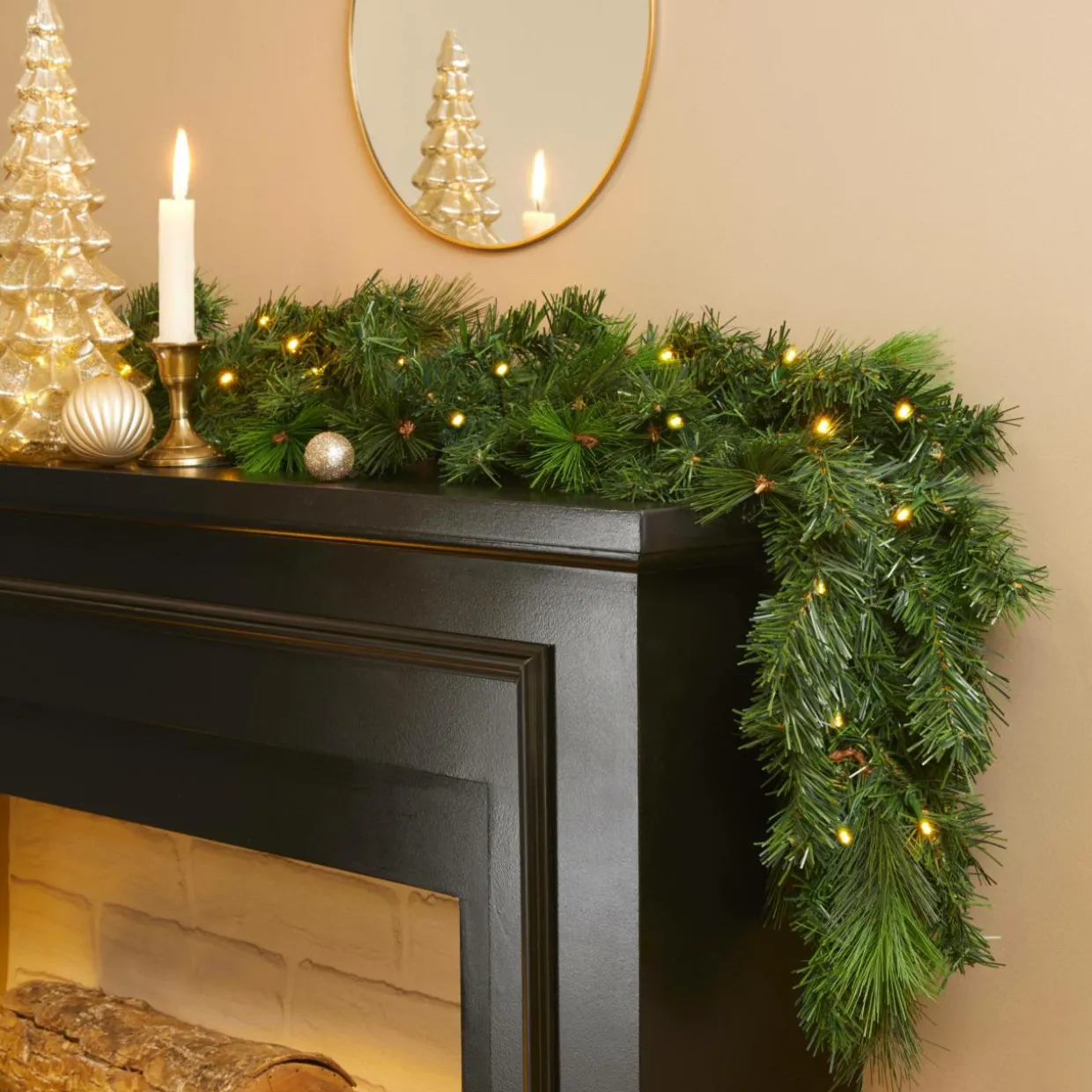 Guirlande de sapin lumineuse (180 cm - D25) Edmonton Vert et blanc chaud