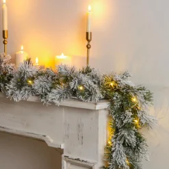 Guirlande de sapin lumineuse (300 cm - D25) Edmonton Vert enneigé et blanc chaud