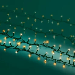 Guirlande lumineuse 11 m 500 LED câble vert Luxe Blanc chaud et chaud doré