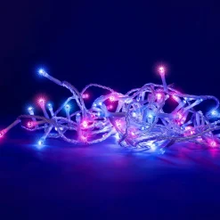 Guirlande lumineuse 8 m 128 LED câble transparent Bicolore Rose et bleu