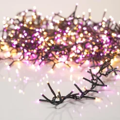 Guirlande lumineuse 16 m 750 LED câble vert Luxe Bicolore Rose et blanc