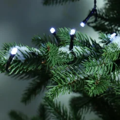 Guirlande lumineuse à piles 14,30 m 192 LED câble noir Durawise Blanc froid
