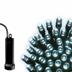 Guirlande lumineuse à piles 7,10 m 96 LED câble noir Durawise Blanc froid