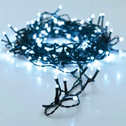 Guirlande lumineuse à piles 7 m 96 LED câble noir Luxe Blanc froid