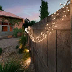 Guirlande lumineuse Solaire rechargeable 14 m 1512 LED câble noir Grappe Blanc chaud