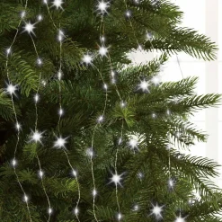 Guirlande rideau pour sapin H2,40 m 832 Micro LED câble argent Blanc froid