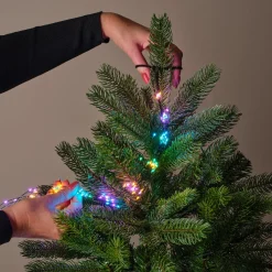 Guirlande rideau pour sapin H2,40m 832 Micro LED câble vert Multicolore pastel