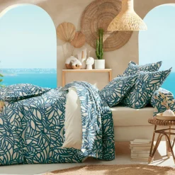 Housse de couette coton lavé (280 x 240 cm) Serena Bleue