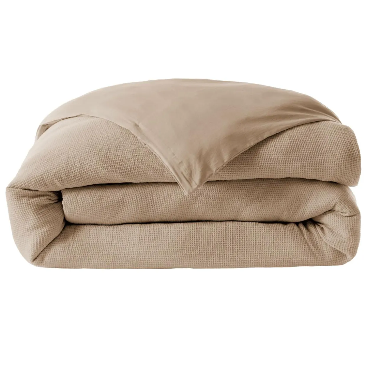 Housse de couette coton nid d'abeille (280 x 240 cm) Eva Ficelle