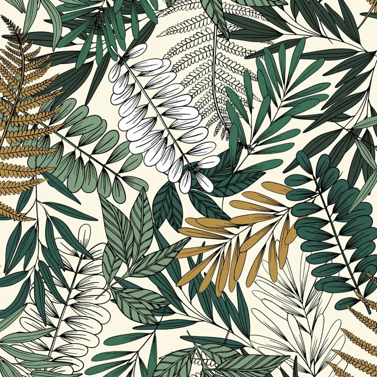 Housse de couette et deux taies coton (260 x 240 cm) Tropik Verte