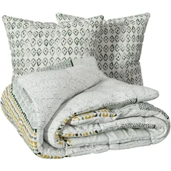Housse de couette et deux taies coton (240 x 220 cm) Aqua Multicolore