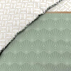 Housse de couette et deux taies percale de coton (240 x 220 cm) Belor Verte
