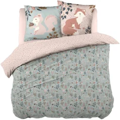 Housse de couette et deux taies enfant coton (200 x 200 cm) Tamia Multicolore