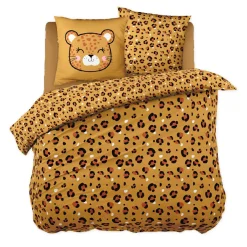 Housse de couette et deux taies enfant coton (200 x 200 cm) Lola Caramel