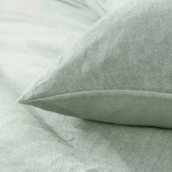 Housse de couette et deux taies d'oreiller coton (240 x 220 cm) Meline Vert sauge