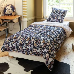 Housse de couette et une taie enfant coton (140 x 200 cm) Forêt enchantée Multicolore