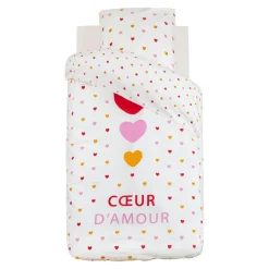 Housse de couette et une taie enfant coton (140 x 200 cm) Amour Multicolore
