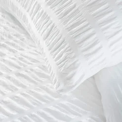 Housse de couette et une taie d'oreiller microfibre (140 x 200 cm) Plissia Blanc