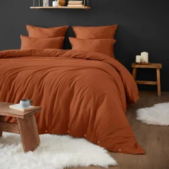 Housse de couette flanelle de coton (240 x 220 cm) Nina Terracotta