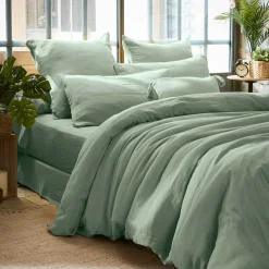 Housse de couette gaze de coton (260 x 240 cm) Gaïa Vert eucalyptus