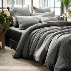 Housse de couette gaze de coton (260 x 240 cm) Gaïa Gris granit