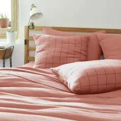 Housse de couette gaze de coton (240 x 220 cm) Gaïa Match Rose pêche
