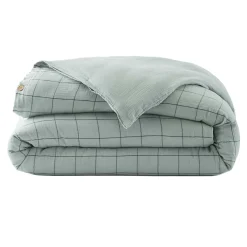 Housse de couette gaze de coton (240 x 220 cm) Gaïa Match Vert eucalyptus