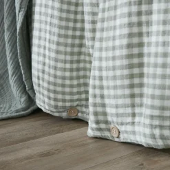 Housse de couette gaze de coton (240 x 220 cm) Gaïa vichy Vert eucalyptus