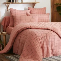 Housse de couette gaze de coton (200 x 200 cm) Gaïa Match Rose pêche