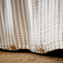 Housse de couette gaze de coton (240 x 220 cm) Gaïa rayures Ficelle