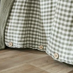 Housse de couette gaze de coton (260 x 240 cm) Gaïa vichy Vert romarin