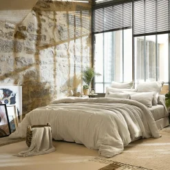 Housse de couette gaze de coton (280 x 240 cm) Gaïa Beige pampa