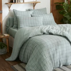 Housse de couette gaze de coton (260 x 240 cm) Gaïa Match Vert eucalyptus