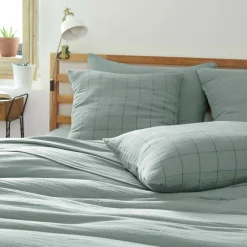Housse de couette gaze de coton (260 x 240 cm) Gaïa Match Vert eucalyptus