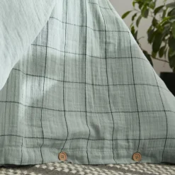 Housse de couette gaze de coton (140 x 200 cm) Gaïa Match Vert eucalyptus