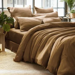 Housse de couette gaze de coton (240 x 220 cm) Gaïa Camel