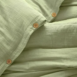 Housse de couette gaze de coton (140 x 200 cm) Gaïa Vert tilleul